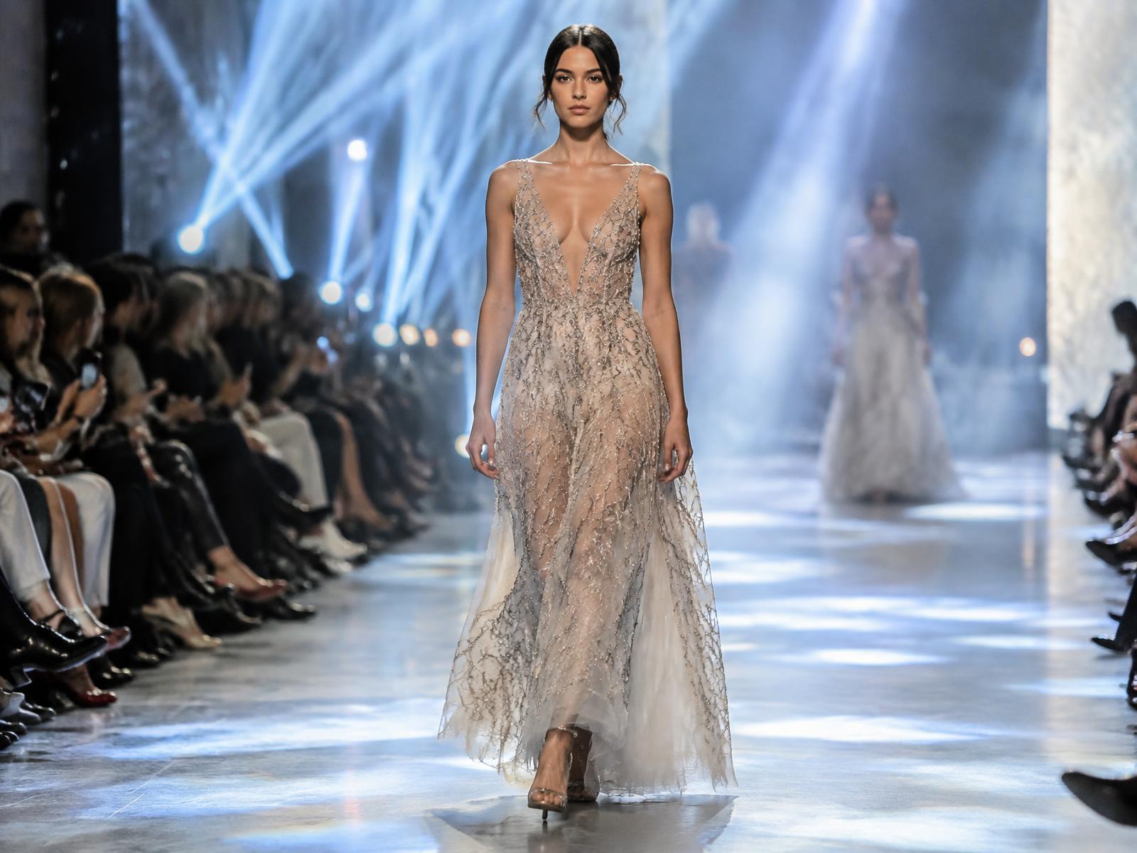 Fashion show runway inside a modern indoor hall