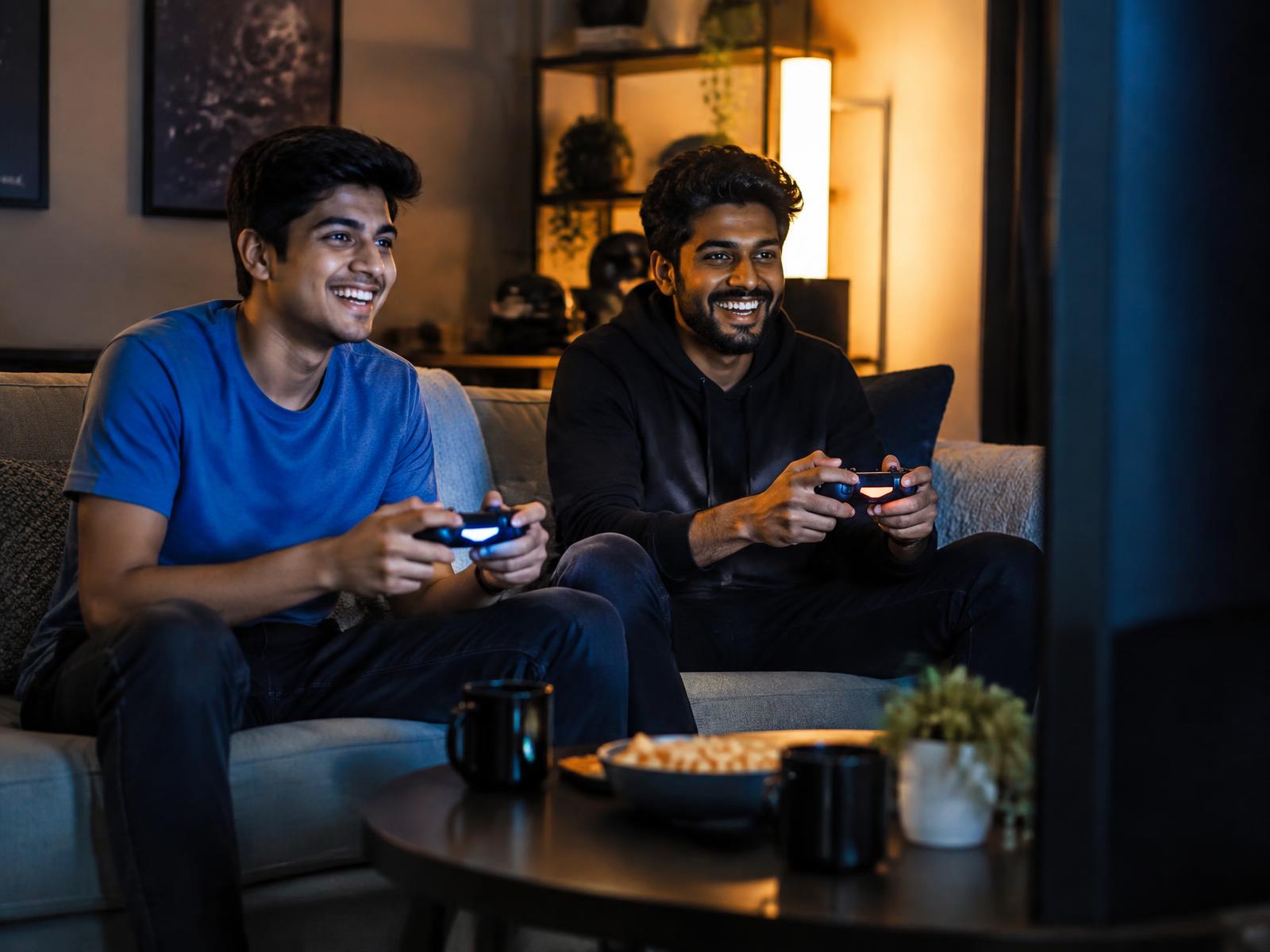 Friends playing console games
